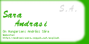 sara andrasi business card